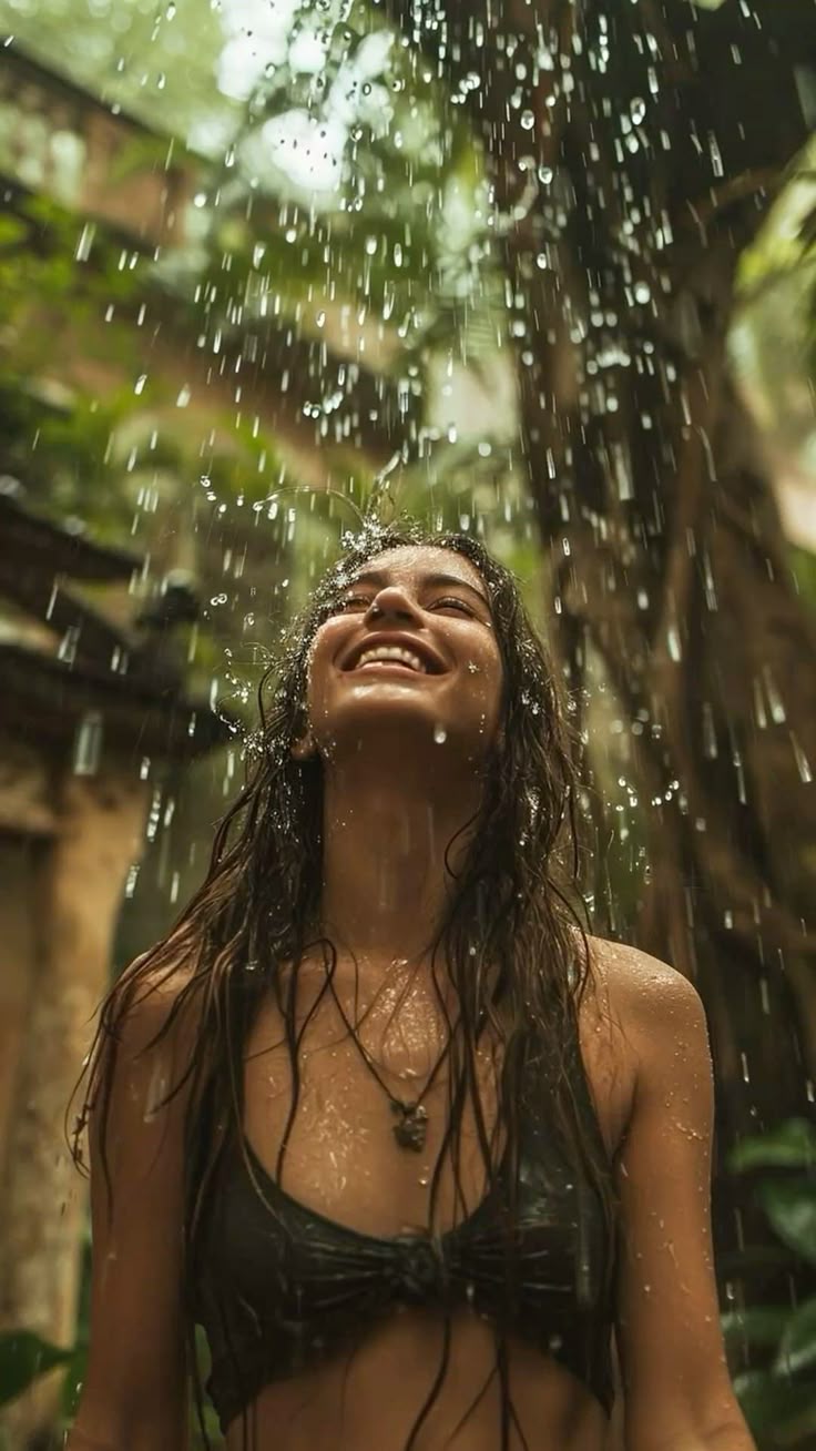 "Women showering under a jungle deck during LUX Surf Retreat in Costa Rica"