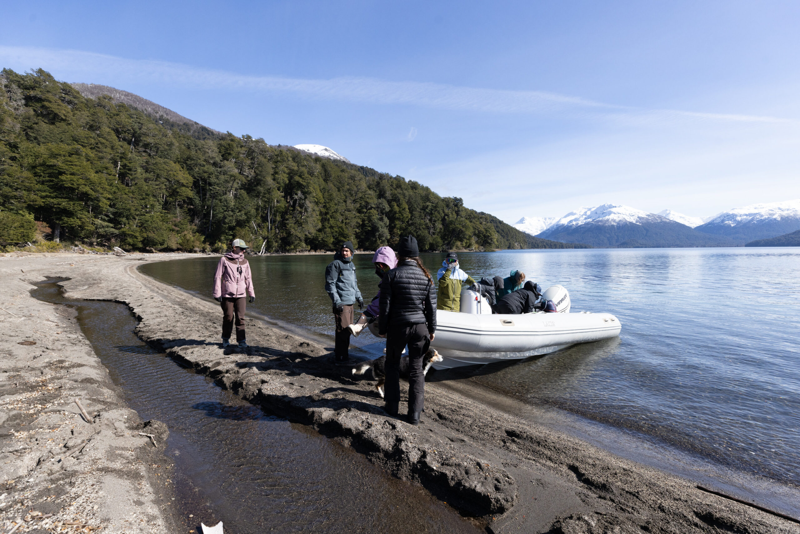 Group of women on a backcountry ski retreat in the Andes, hosted by LUX Snow