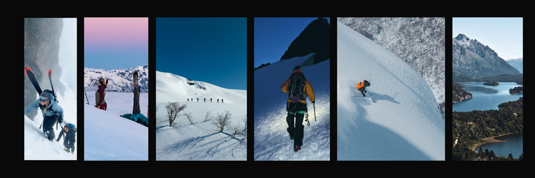 Women ski touring in the Andes near Bariloche, Argentina during a guided backcountry skiing and yoga retreat in Patagonia.