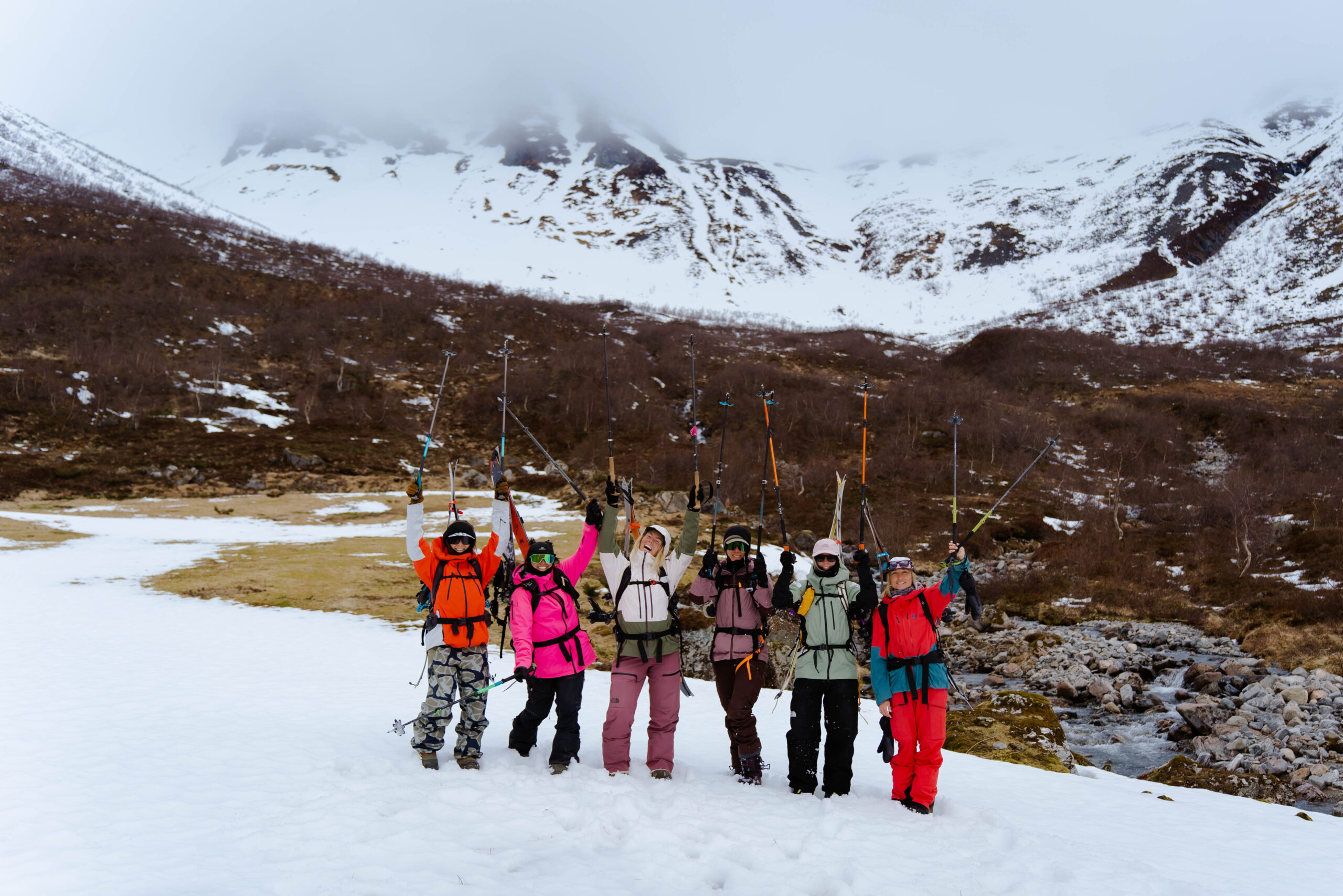 a group of women on a sail and ski trip to norway